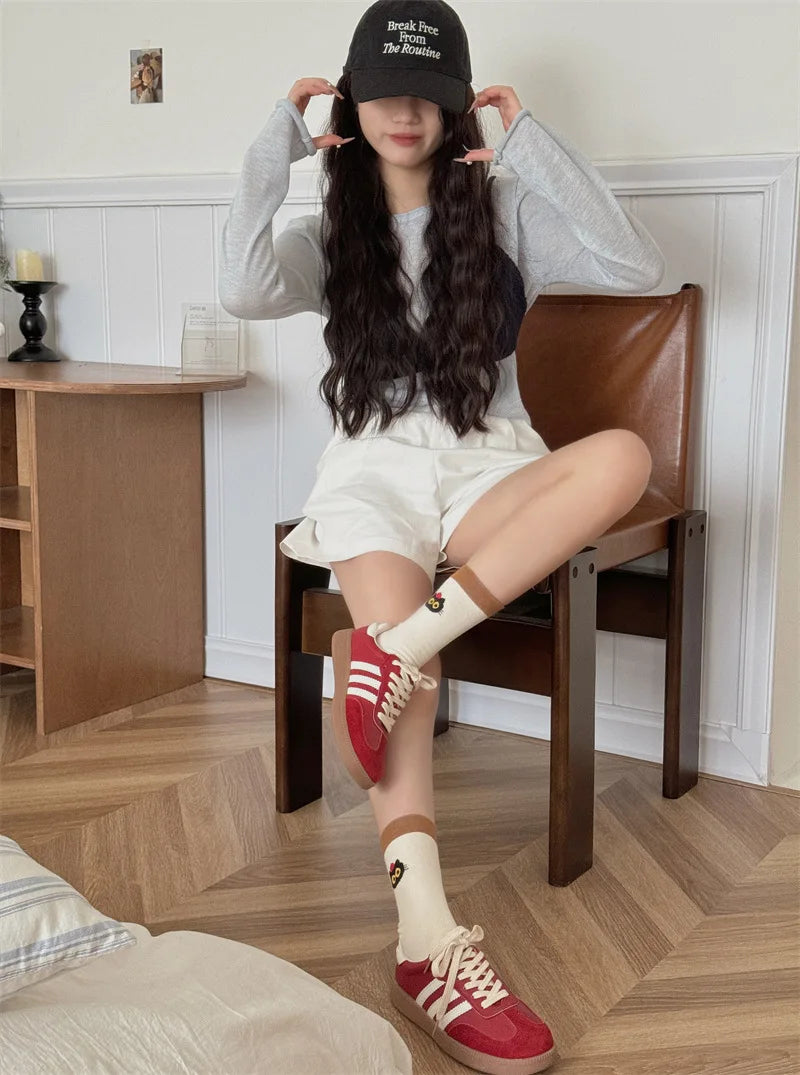 Socks For Women Cute New Novelties Fashion Cotton Breathable Funny Socks Female Casual Long Preppy Style Cartoon Socks Striped