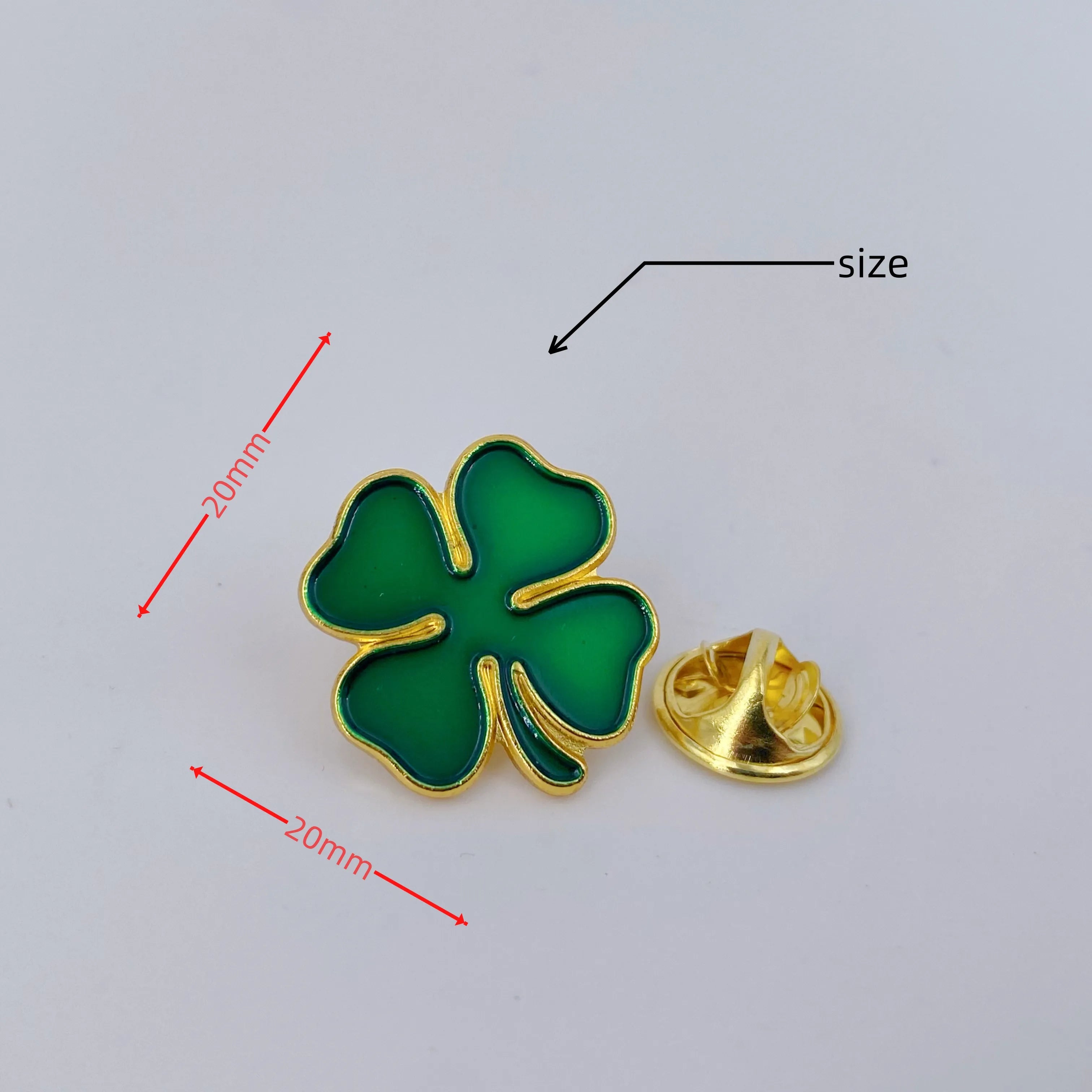 St. Patrick's Day pin small green enamel Four leaf clover lapel pin brooches pins badge Ireland Irish Souvenir gift bulk