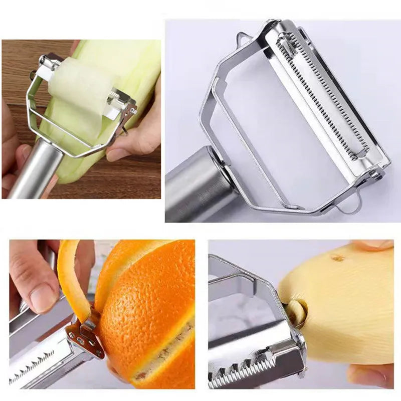 Kitchen Vegetable Peeler Stainless Steel Double-Head Melon Planer Multiple-Function Fruit Peeler Household Tool