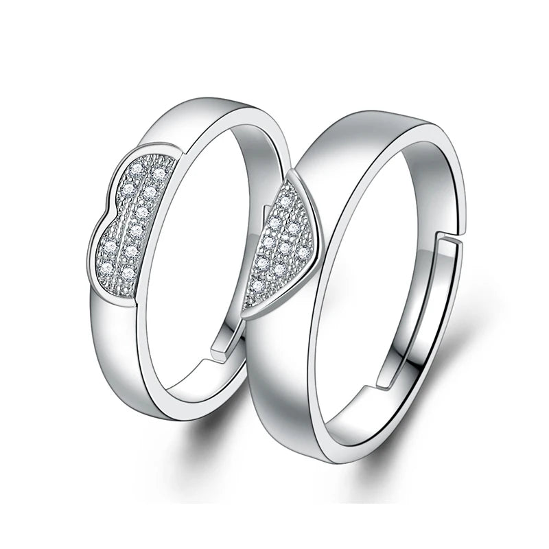 Classic Couple Rings For Men Women CZ Stone Trendy Wedding Lovers' Ring Jewelry Romantic Valentine's Day Present Ring Accessory