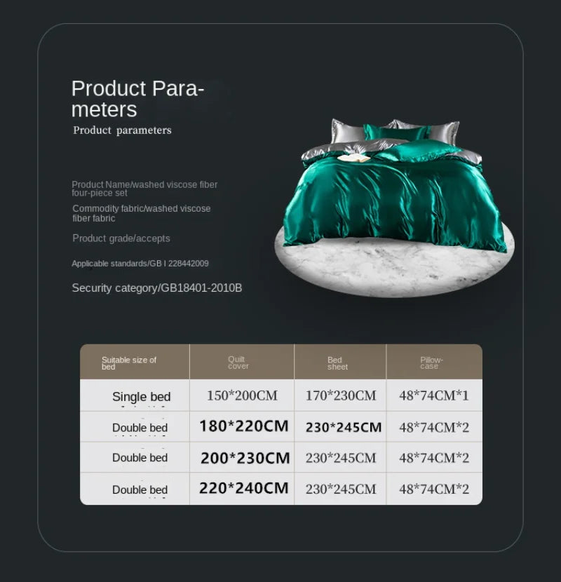 A/B Double-Sided Color Bedding Set Silky Satin Duvet Cover Bed Sheet Pillowcase Luxury Bedsheet King Queen Double Twin Size