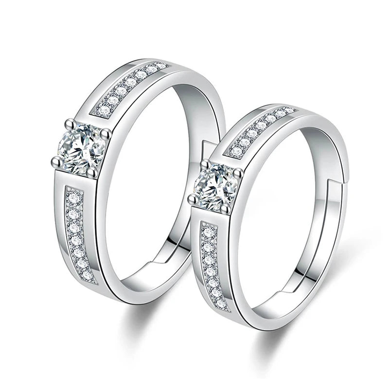 Classic Couple Rings For Men Women CZ Stone Trendy Wedding Lovers' Ring Jewelry Romantic Valentine's Day Present Ring Accessory