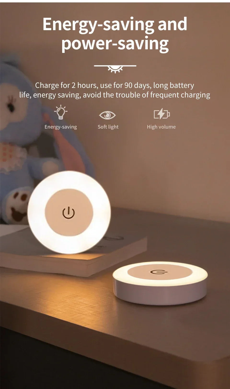Led Wall Light Portable USB Rechargeable Night Light for Living Room Bedroom Lighting Lamps Bedside Lamp Touch Light Home Decor