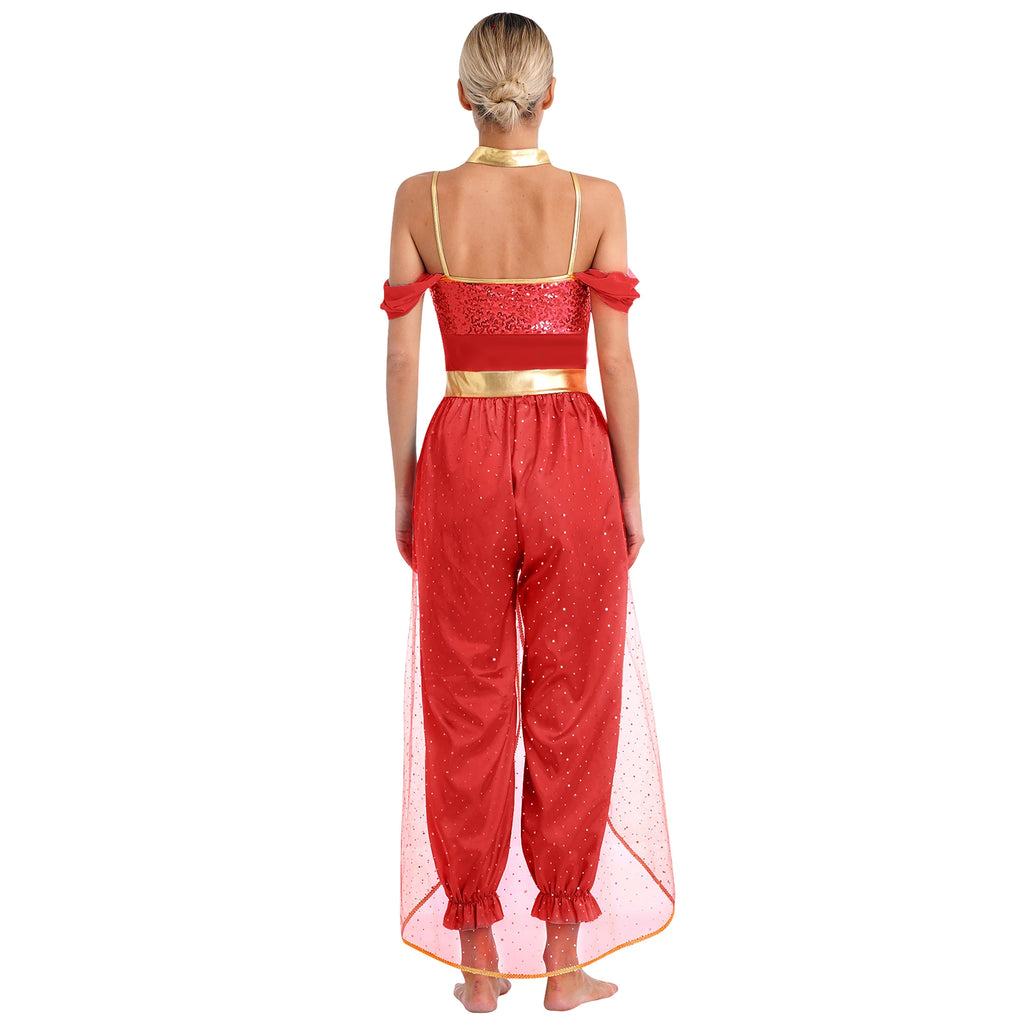 Festival Arabian Princess Costumes Indian Dance Embroider Bollywood Jasmines Costume Party Halloween Cosplay Jasmines Outfit