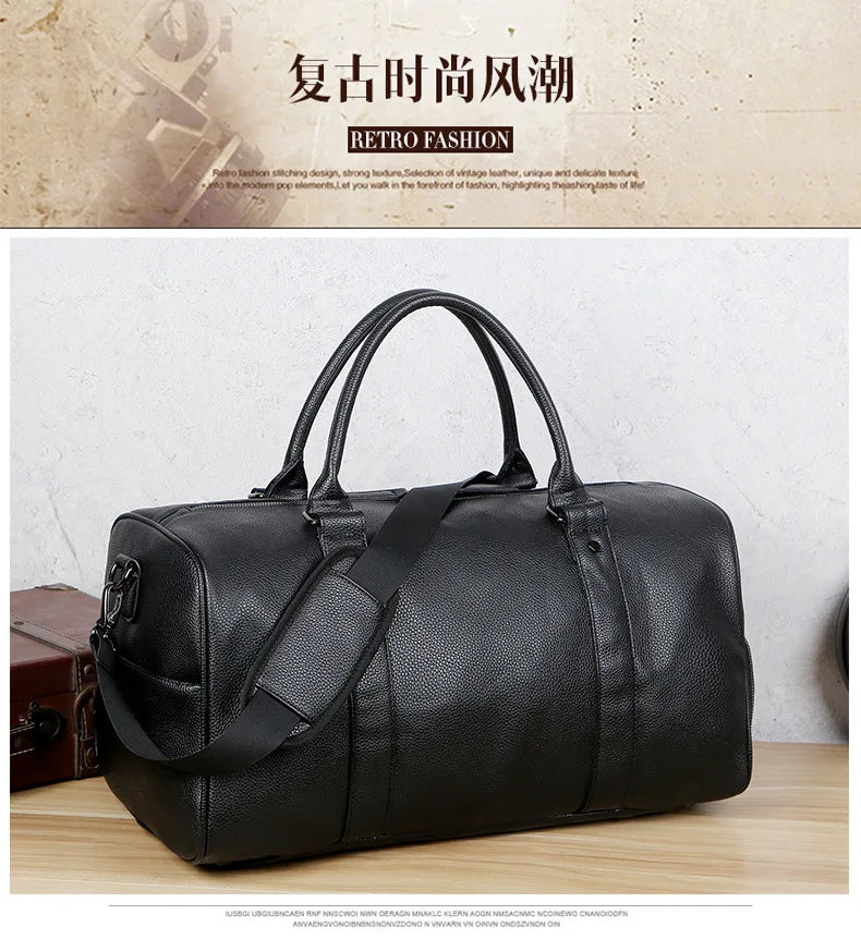 Men's Travel Bag Luxury Large Capacity  Luggage Duffle Bag Leather Portable Durable Crossbody Gym Purse Handbag Luggage Outdoor