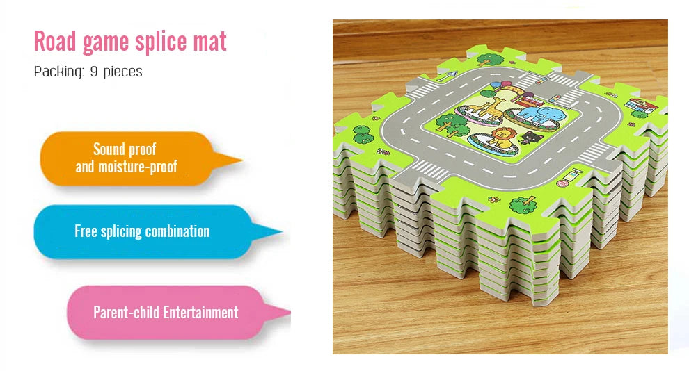 Baby Play Mat 9pcs/lot Kids Carpet Playmat Children Rug Soft Floor Toys Road Traffic Soft Floor Home Decor EVA Kids Foam Puzzles