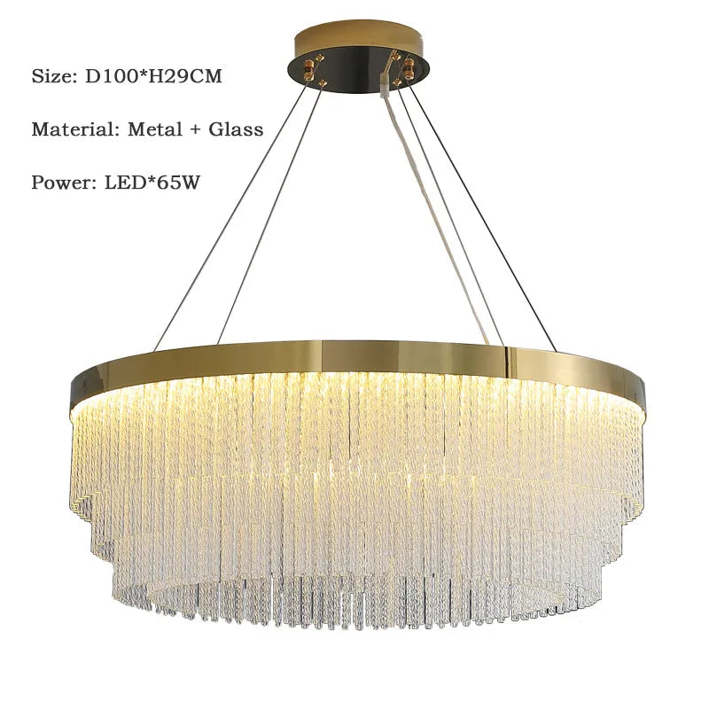 Post Modern Led Chandelier 2026 New Tassel Crystal Pendant Lamp American Luxurious Chandelier Home Decor Luster Lighting Fixture