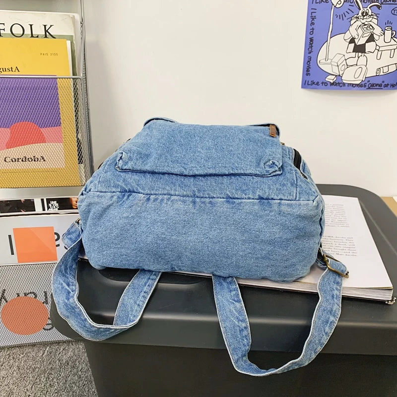 New Men's and Women's Denim Backpack Large Capacity Laptop Bag Travel Backpack College Student Backpack