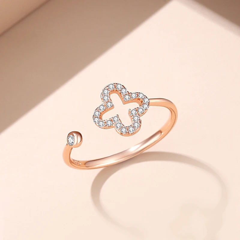 European Shine S925 Sterling Silver Couple Ring AAA CZ Lucky For Women Birthday Party Gift Jewelry