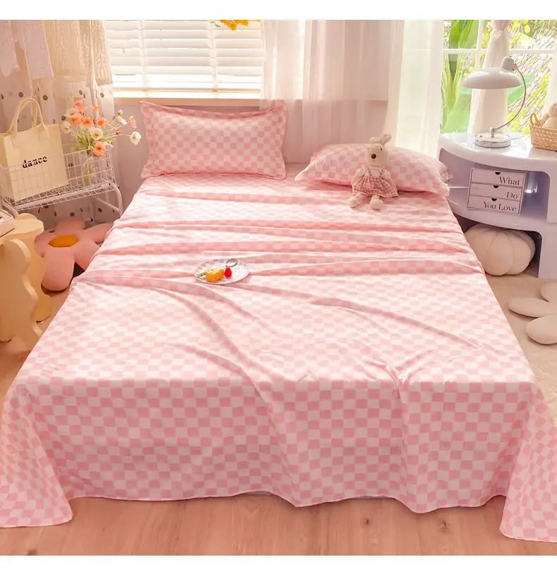Bed Sheets Plaid Non-slip Comfortable Washed Twin Queen Full Size Nordic Style Universal Bedspread Simple Durable Antibacterial