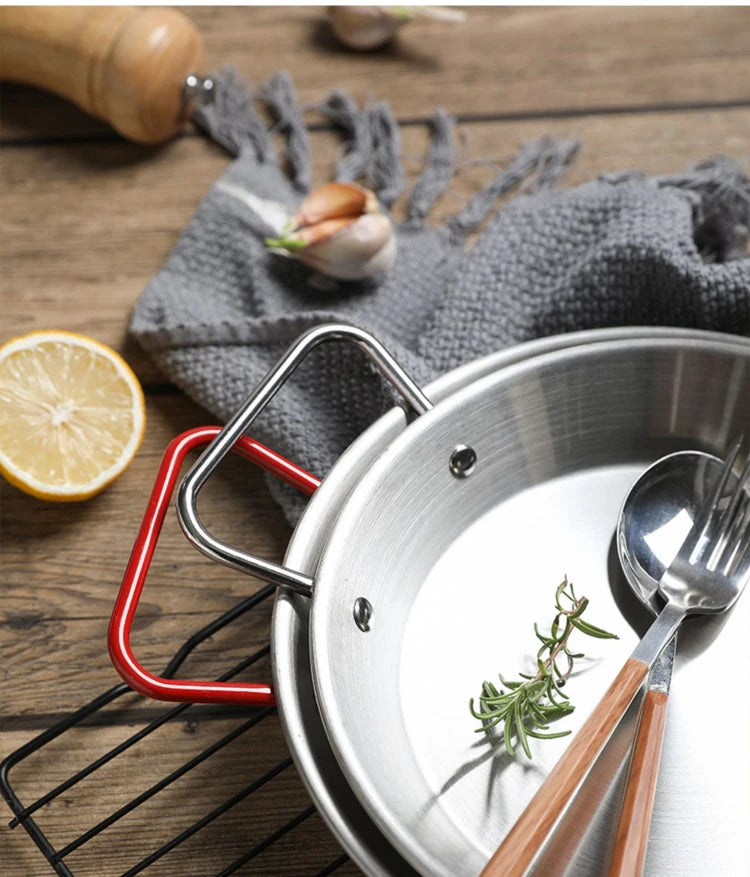 Spanish seafood rice Pot thickened stainless steel Cooking Paella Pan Lobster Snack Plates Saucepan Dry Pots Double Ears HotPot