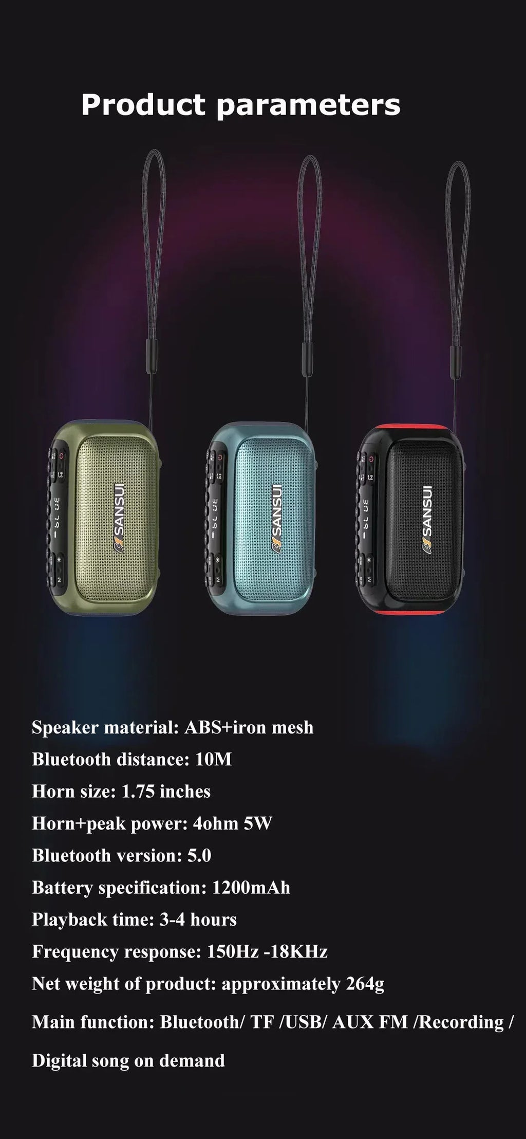Mini Soundbox Multifunctional Digital FM Radio Wireless Bluetooth Speaker Recording Function Outdoor Portable MP3 Player Boombox