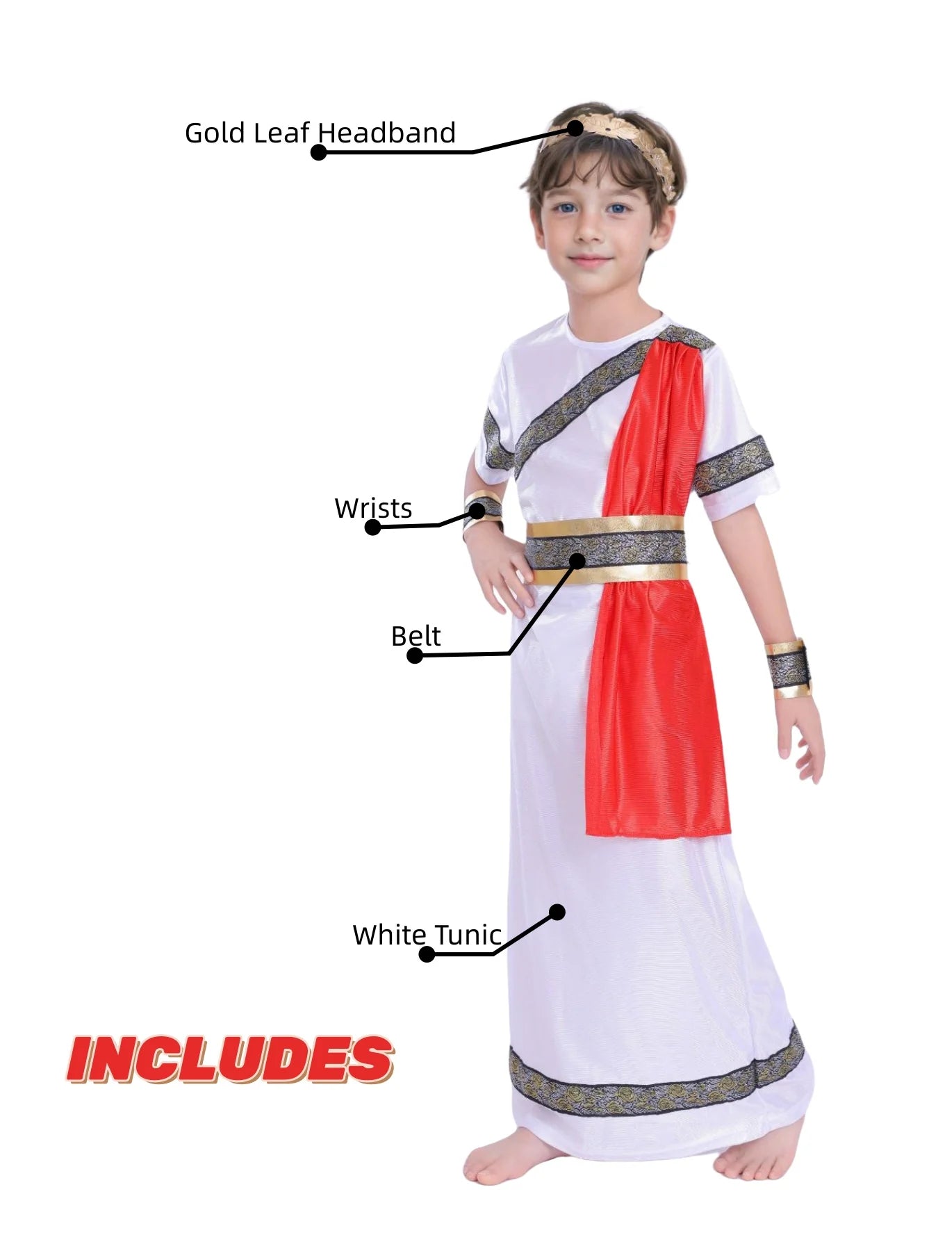 Medieval Cosplay Costume for Kids, Ancient Roman Boy, Greek Emperor Caesar, Historical Outfit for Book Week Day, Halloween Party