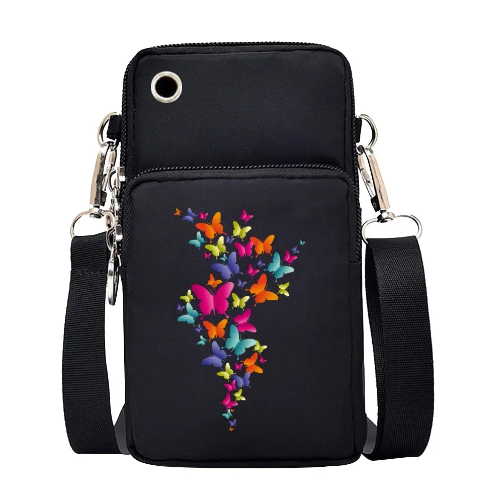 Universal Mobile Phone Bag Iphone 13 Huawei Shoulder Cross-body Package Women Sport Pouch Unisex Arm Wrist Bags Butterfly Print