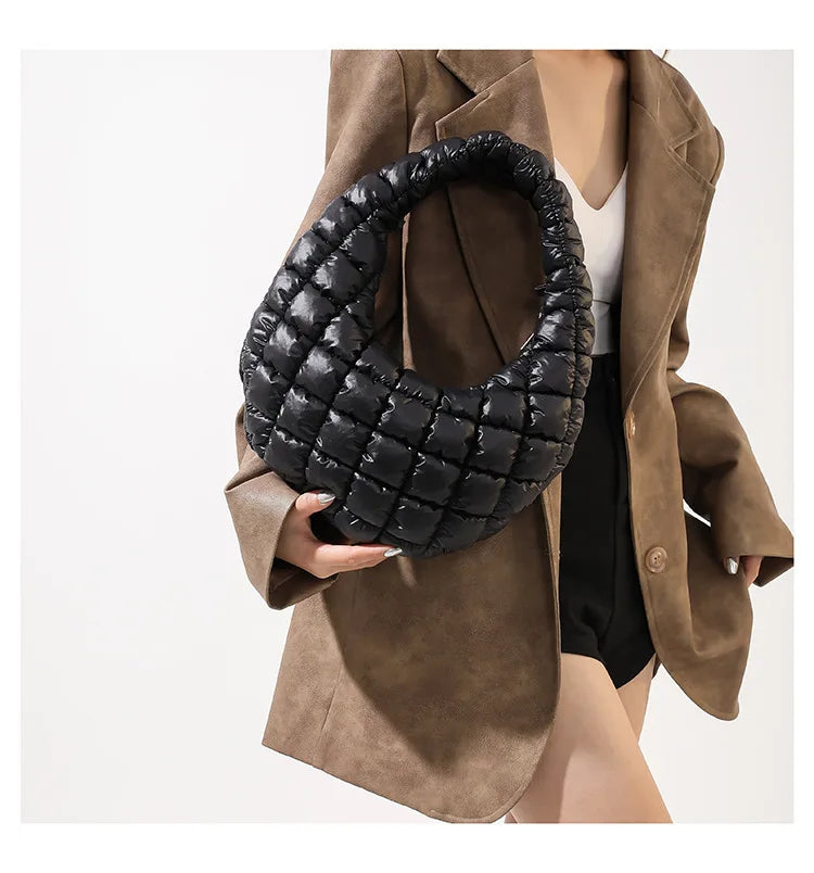 Quilted Embroidered Thread Women's Bag Pleated Cloud Mini Handbags Down Padded Lightweight Clutch Bag Cotton Small Shoulder Bags