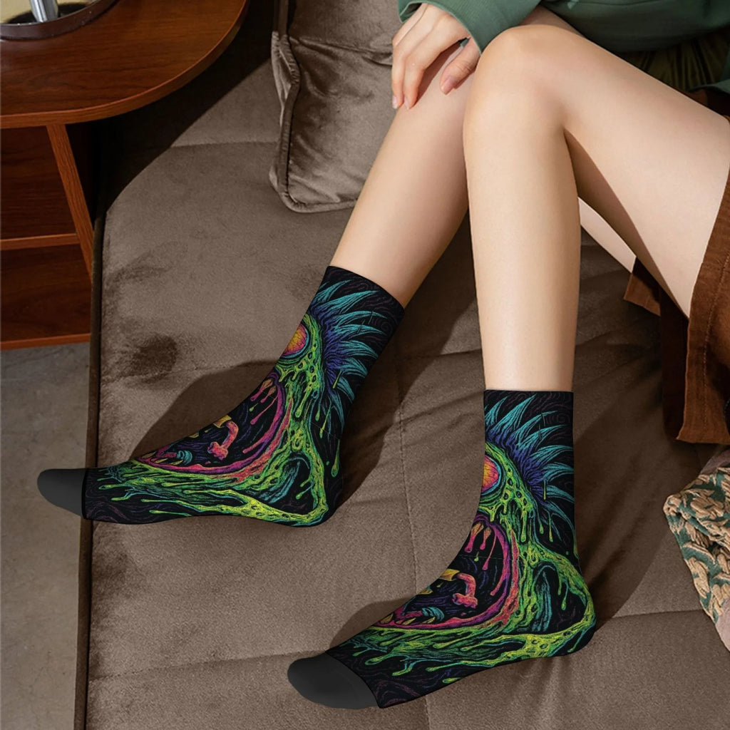 1 Pair Amusing Horror  Quirky Classic Horror Socks for Men Featuring A Retro Harajuku Street Style Perfect Funny Unique Gift