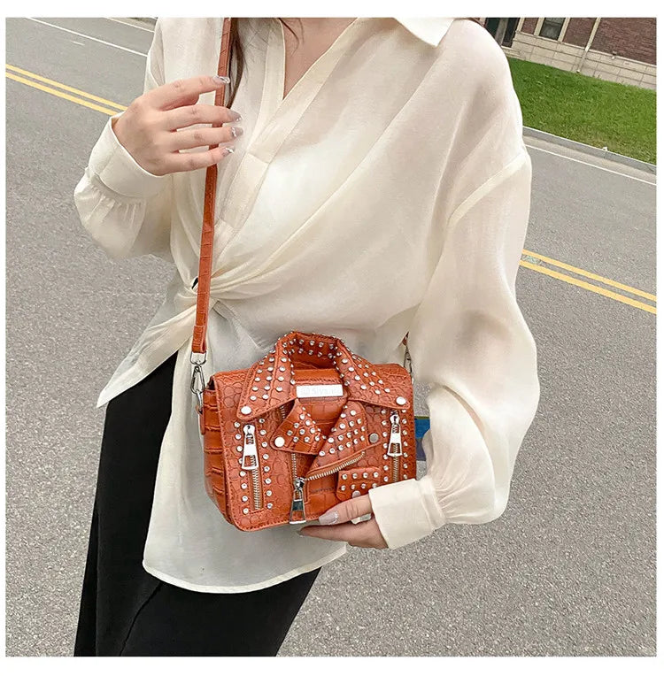 Fashion Jacket Design Crossbody Bag Rivet Clothes Shape Women Handbag Purse Brand Designer Lady Shoulder Bags Luxury Women's Bag