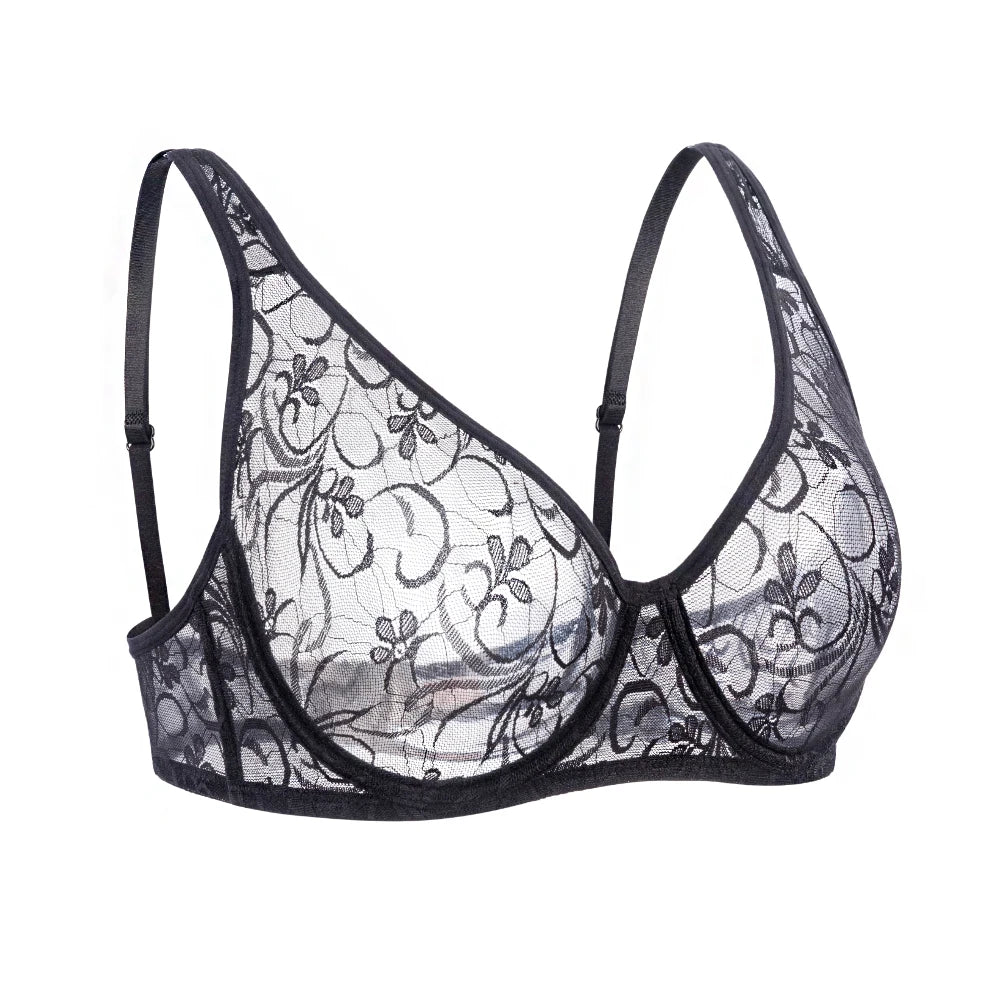 Womens Underwear Lace Bras Underwire BH Hollow Out Embroidery Elegant Casual Sexy Lingerie Tops Plus Size  Brassiere
