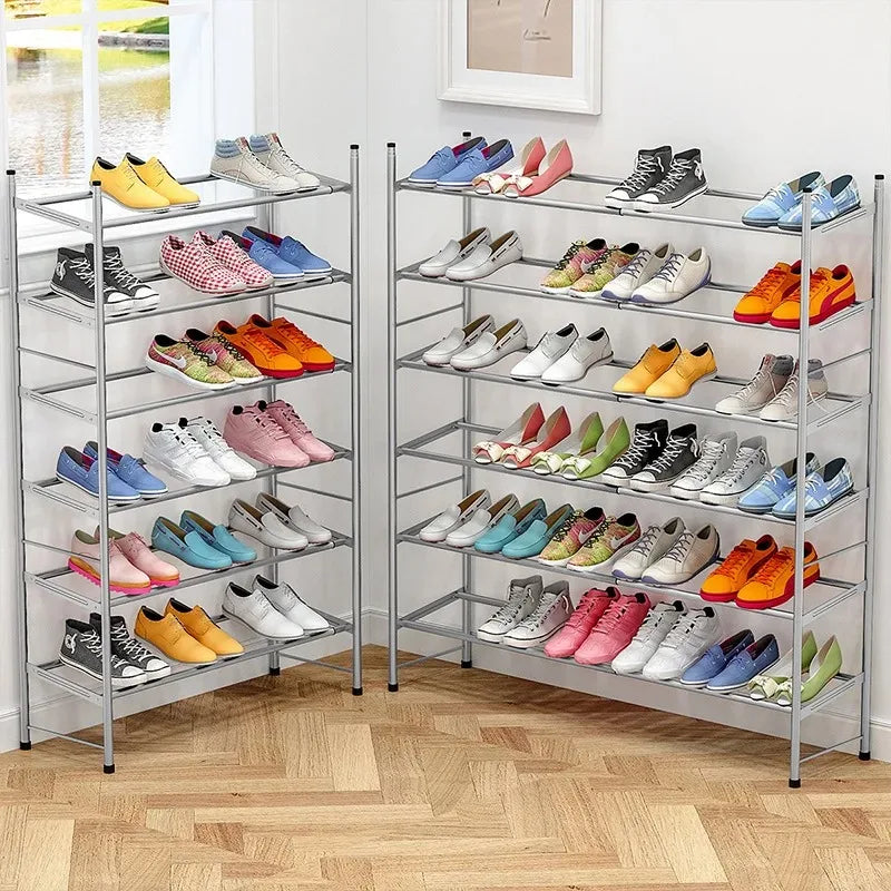 Shoe Rack Organizer Metal Iron of Expandable and Adjustable Shoes Organizer 18-36 Pairs Shoes Stackable Shoe Shelf for Doorway