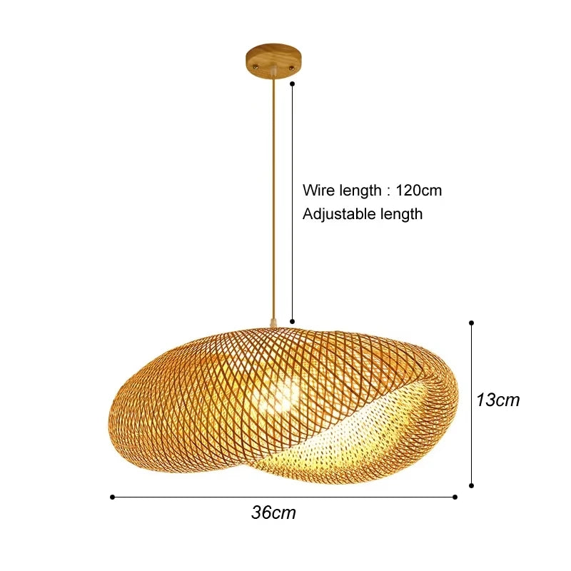 Handmade Vintage Bamboo Pendant Lamp Lustre Restaurant Café Chandeliers Wood Base E27 Lighting Hotel Bedroom Classic Home Decor
