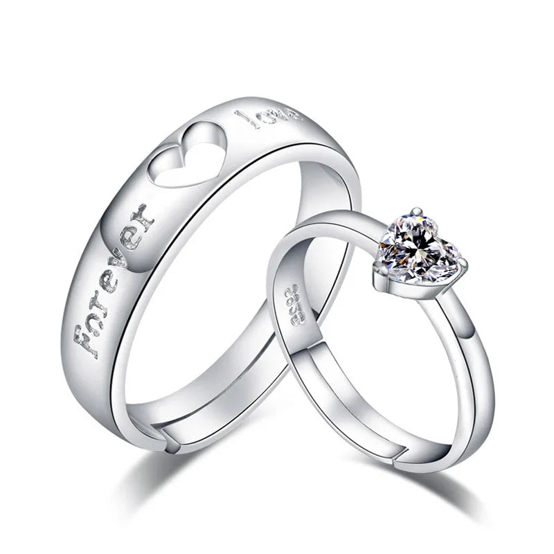 Classic Couple Rings For Men Women CZ Stone Trendy Wedding Lovers' Ring Jewelry Romantic Valentine's Day Present Ring Accessory