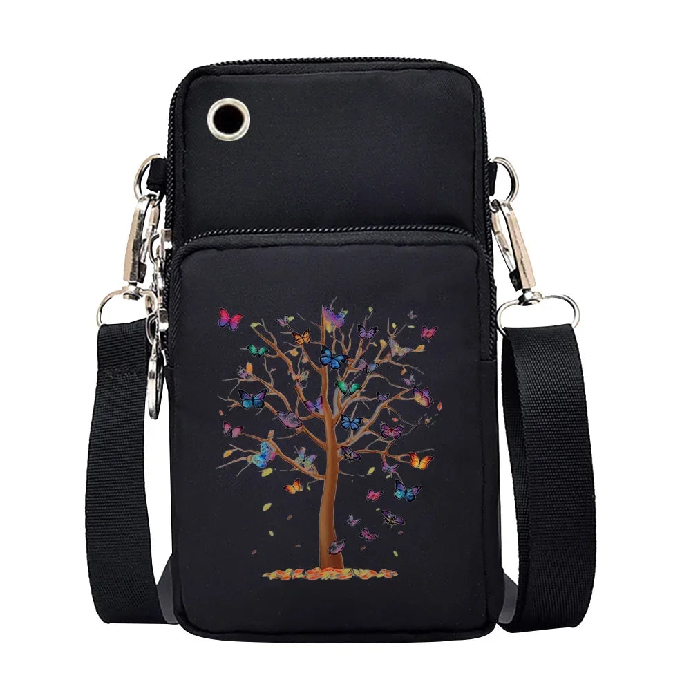Universal Mobile Phone Bag Iphone 13 Huawei Shoulder Cross-body Package Women Sport Pouch Unisex Arm Wrist Bags Butterfly Print