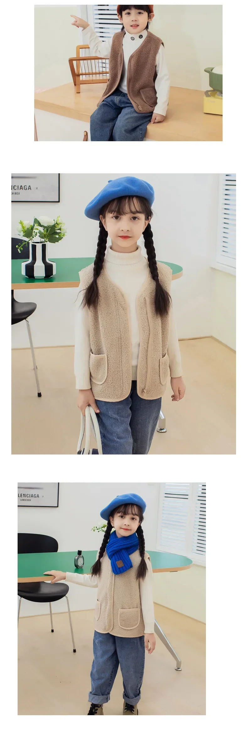 toddler girl winter clothes Autumn and Winter Children's New Lamb Velvet Vest Warm Vest for Infants and Girls toddler