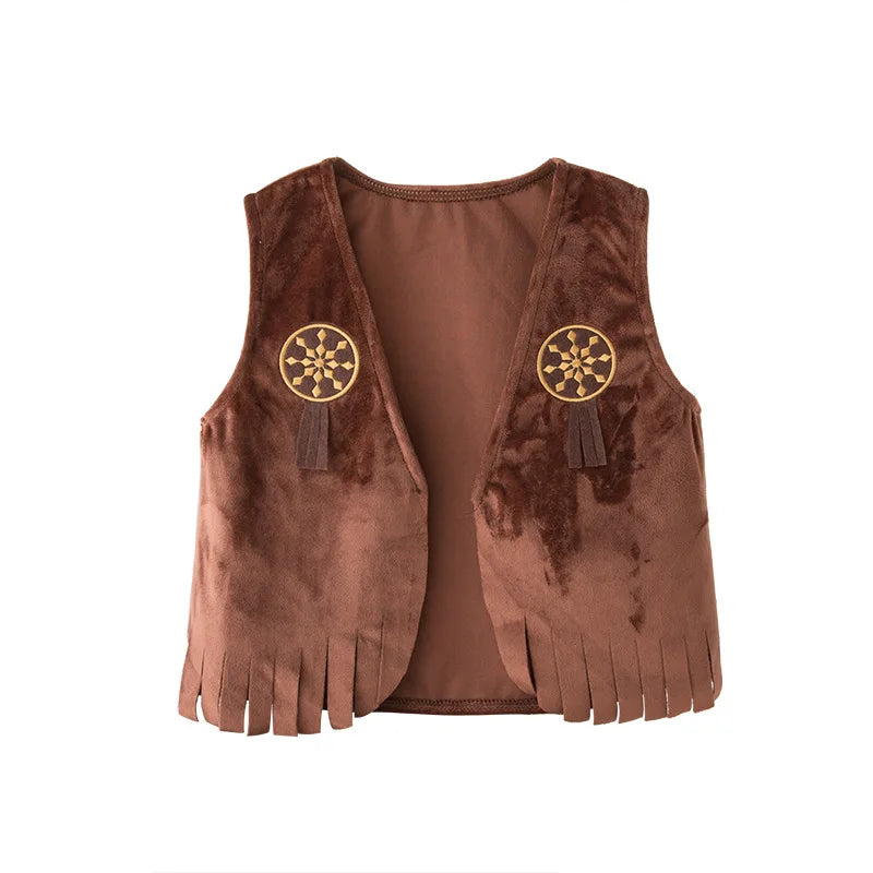 Cowboy Costume Children Western Cowboy Costumes Purim Cosplay Halloween Event Dress Up Party Stage Performance Outfits