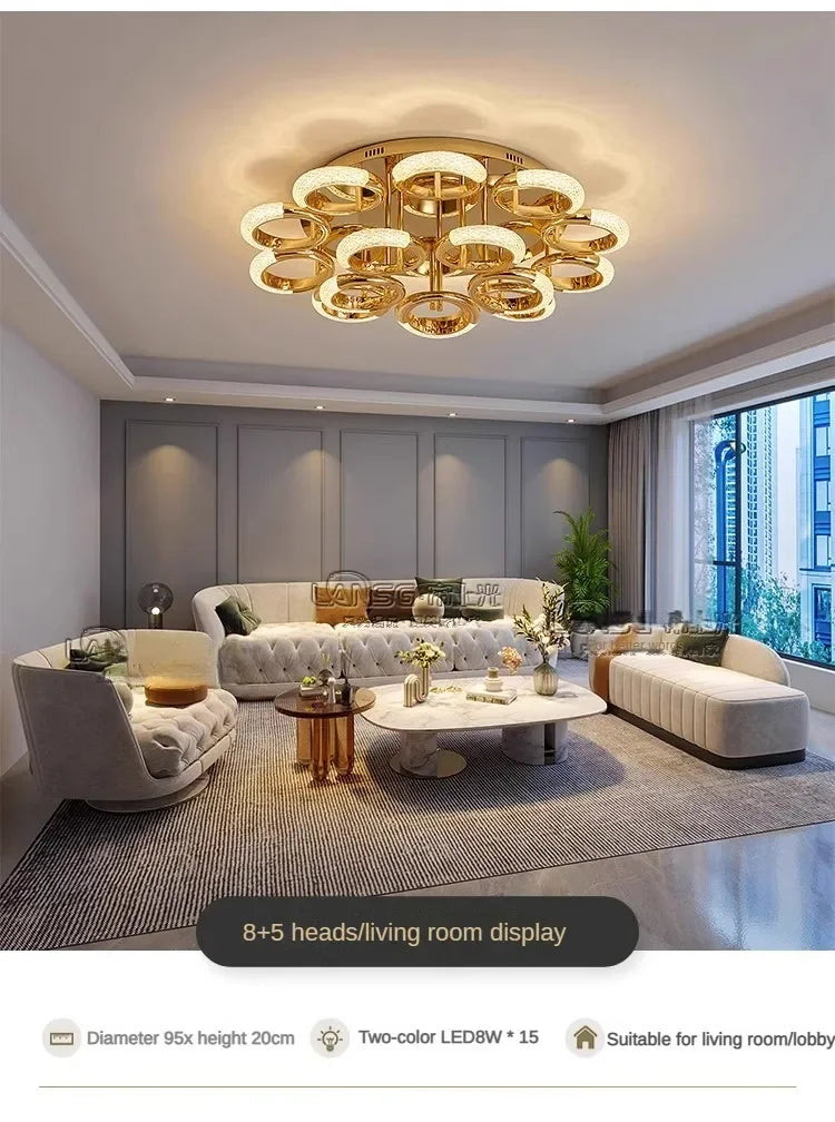 Modern Chandelier For Living Room Bedroom Nordic Golden Ring Ceiling Lamp Luxury Home Decor Indoor Ceiling Light Lustre Fixtures