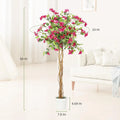 Artificial Bougainvillea Tree, Tall Potted Lifelike Tree Indoor, Faux Tree with Wood Trunk and Pink Flowers for Outdoor