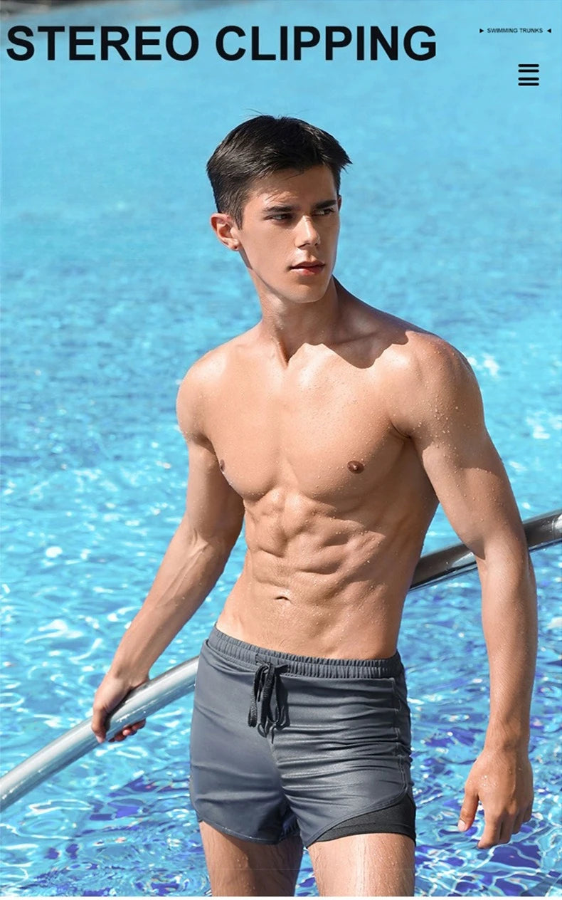 Adult Swimming Trunks for Men 2025 New Style Quick-drying Double-layer Anti-embarrassment Large Size Casual Swimming Shorts