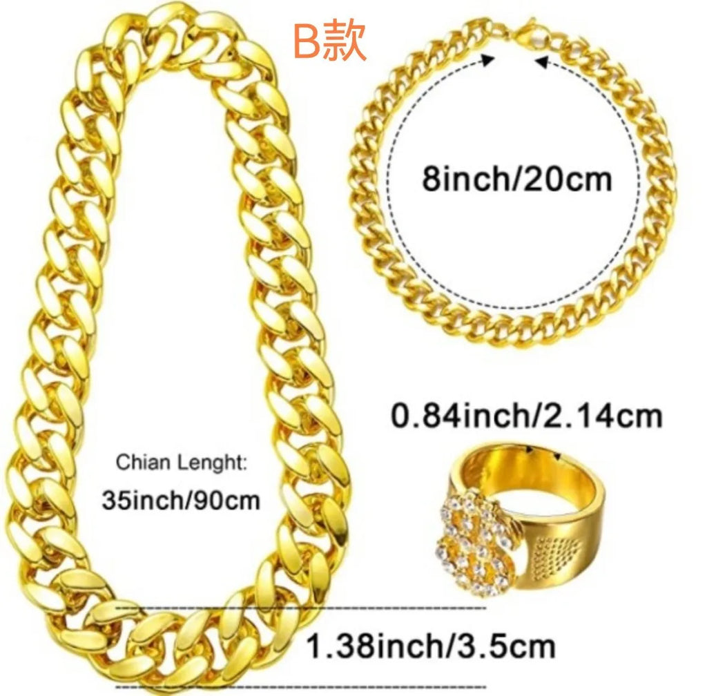 80s 90s Costumes Outfit:90s Hip Hop 80s 90s Costumes for Men Women 90s Outfit for Men Fake Gold Chain 80s Accessories Ecoparty