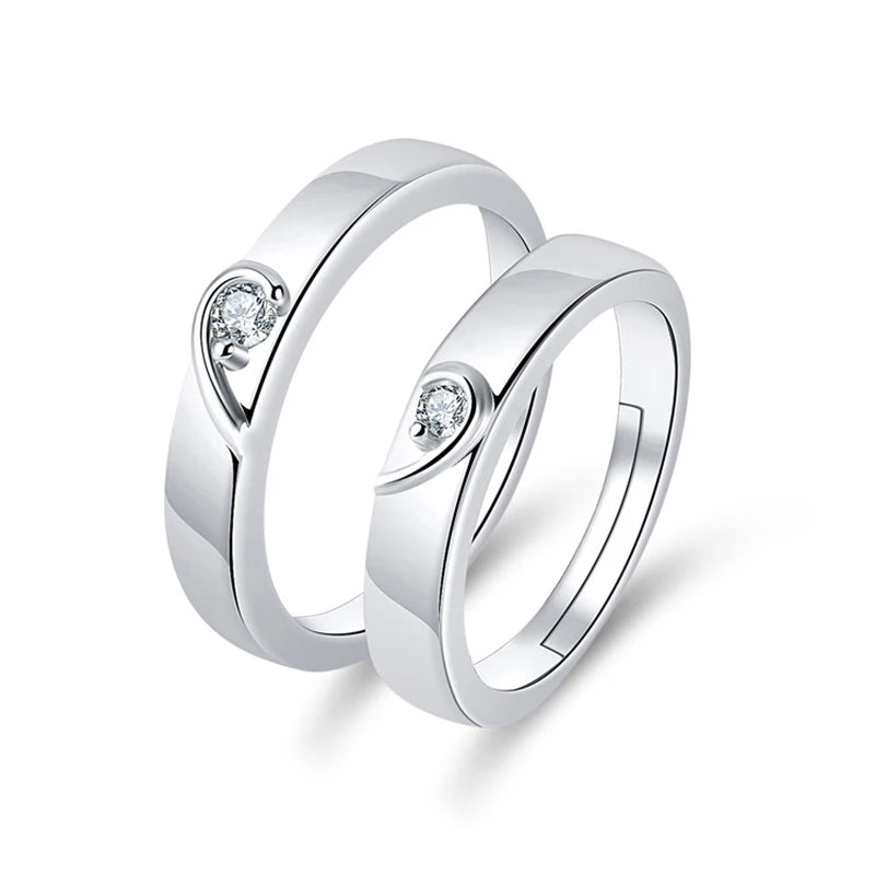 Classic Couple Rings For Men Women CZ Stone Trendy Wedding Lovers' Ring Jewelry Romantic Valentine's Day Present Ring Accessory