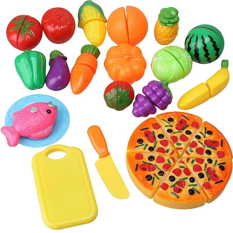 Children Pretend Play Food Toys for Kids Kitchen Vegetable Playset Cut Fruit Vegetables Toy Toddler Birthday Christmas Gift Toys