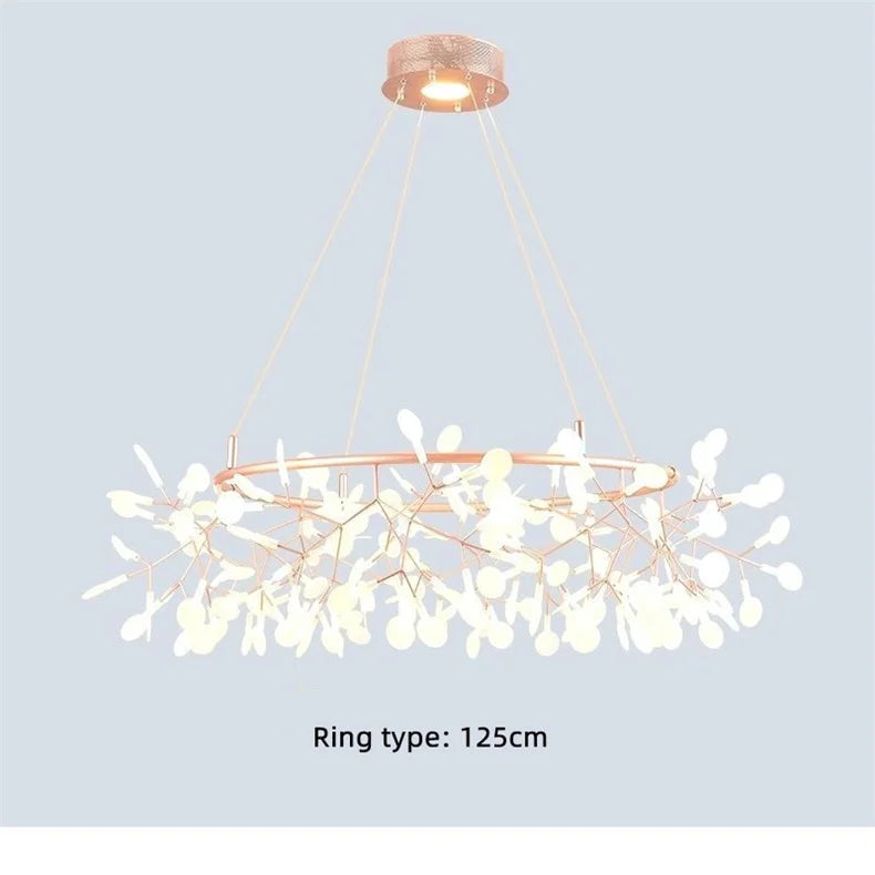 Nordic LED Firefly Ceiling Chandelier Modern Living Dining Room Pendant Lamp Bedroom Hanging Light Lustre Home Decor Fixture2023