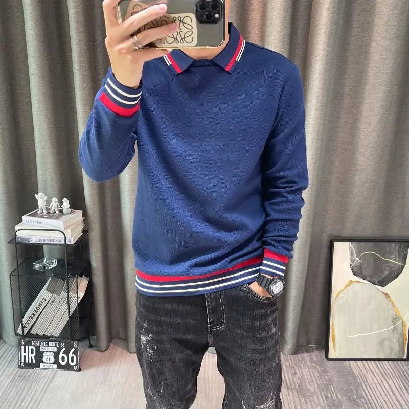 Mens Polo Shirts Tight With Collar Slim Fit Male Sweatshirts High Quality Pullover Quotes Tops Fashion Trends 2025 Emo Original