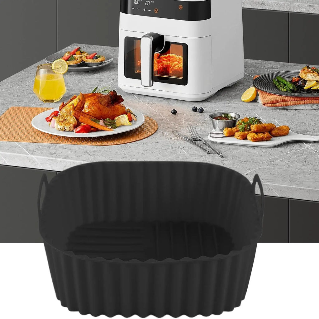 Silicone Air Fryer Liners Pot Square Airfryer Basket Plate Cooking Gadgets Reusable Non-stick Pizza Pan Oven Kitchen
