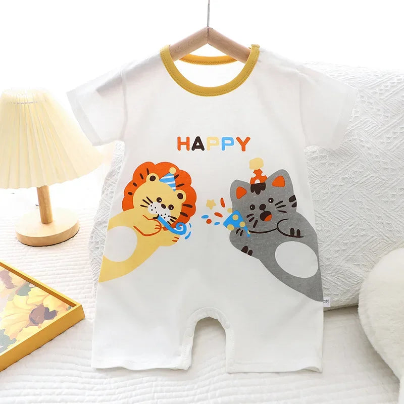 2025 Infant Toddler Crawling Clothes Cotton Summer Boys Girls Thin Male Baby Female Short-sleeved Romper suit Children's Onesie