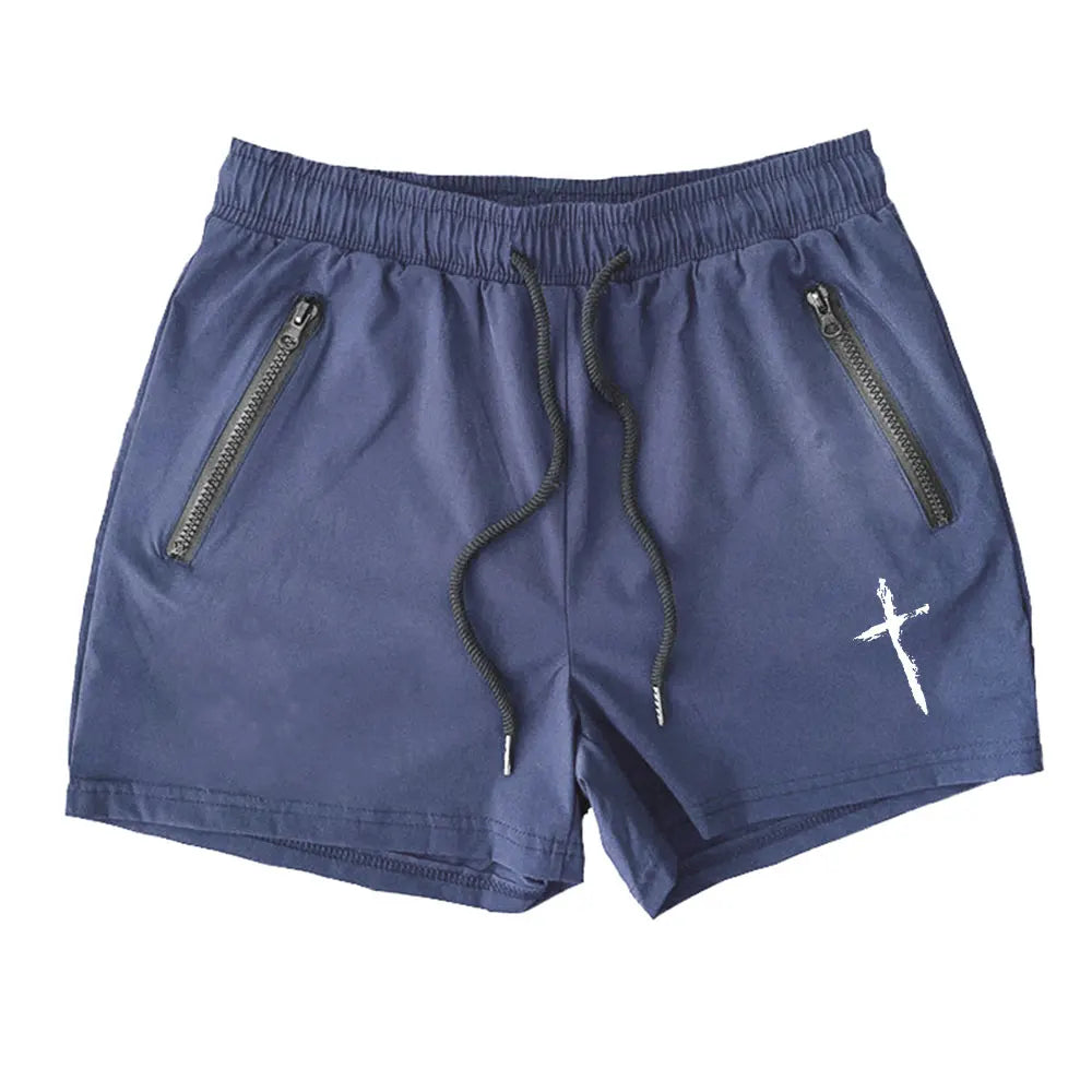 Men's Swimming Trunks Summer Gyms Fitness Bodybuilding Men Cross Print Beach Shorts Boxer Trunks Men Running Sport Sportwaer