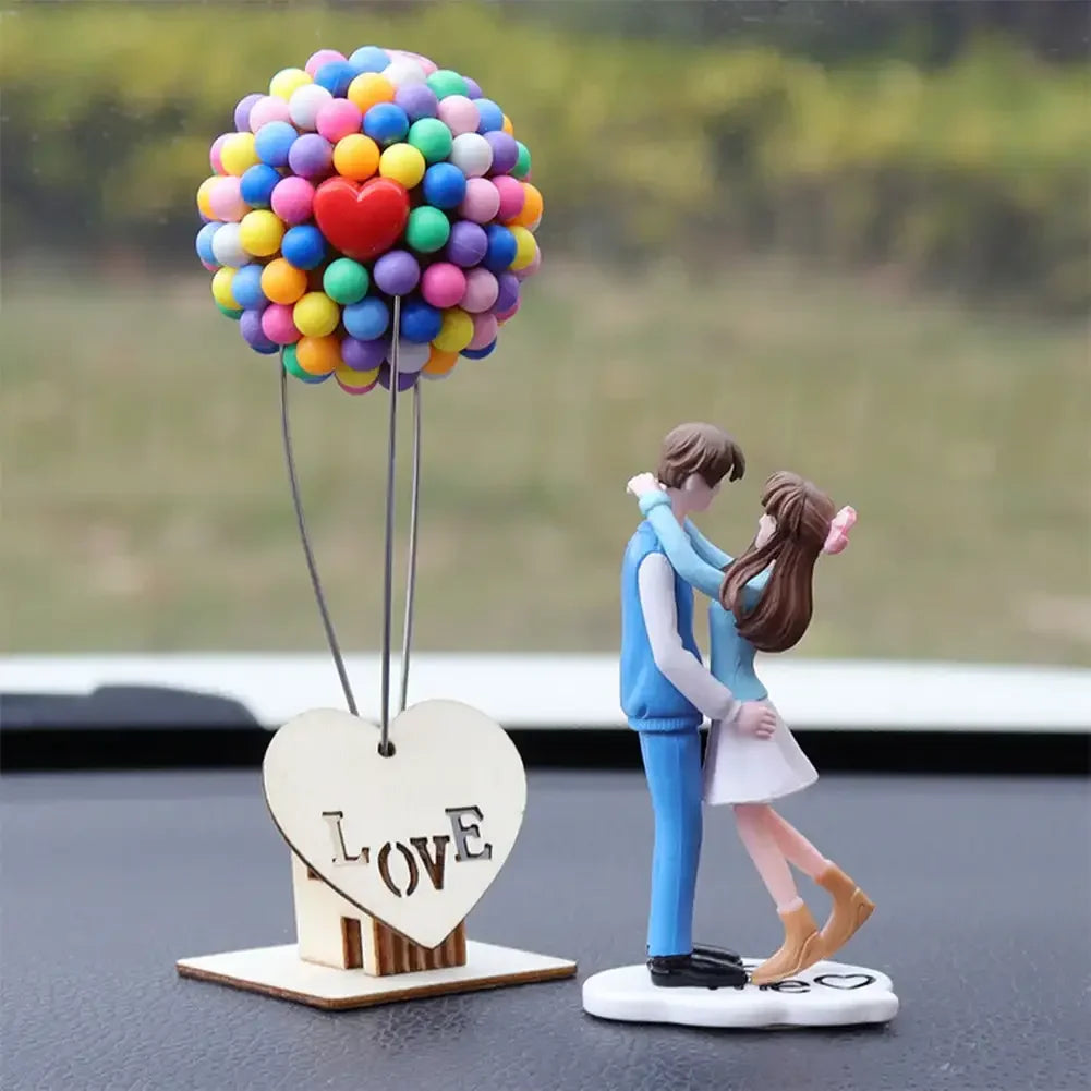 Cartoon Couples Car Decoration Accessories Romantic Lovers Figurines Balloon Ornament Auto Interior Dashboard Accessories Gifts