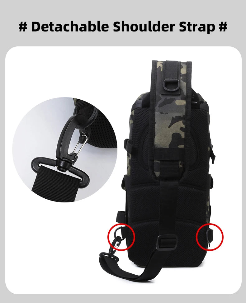 Men Chest Bag Molle Fanny Pack Outdoor Sport Fishing Hunting Camping Hiking Tactical Hook and Loop Fastener Sling Shoulder Bag