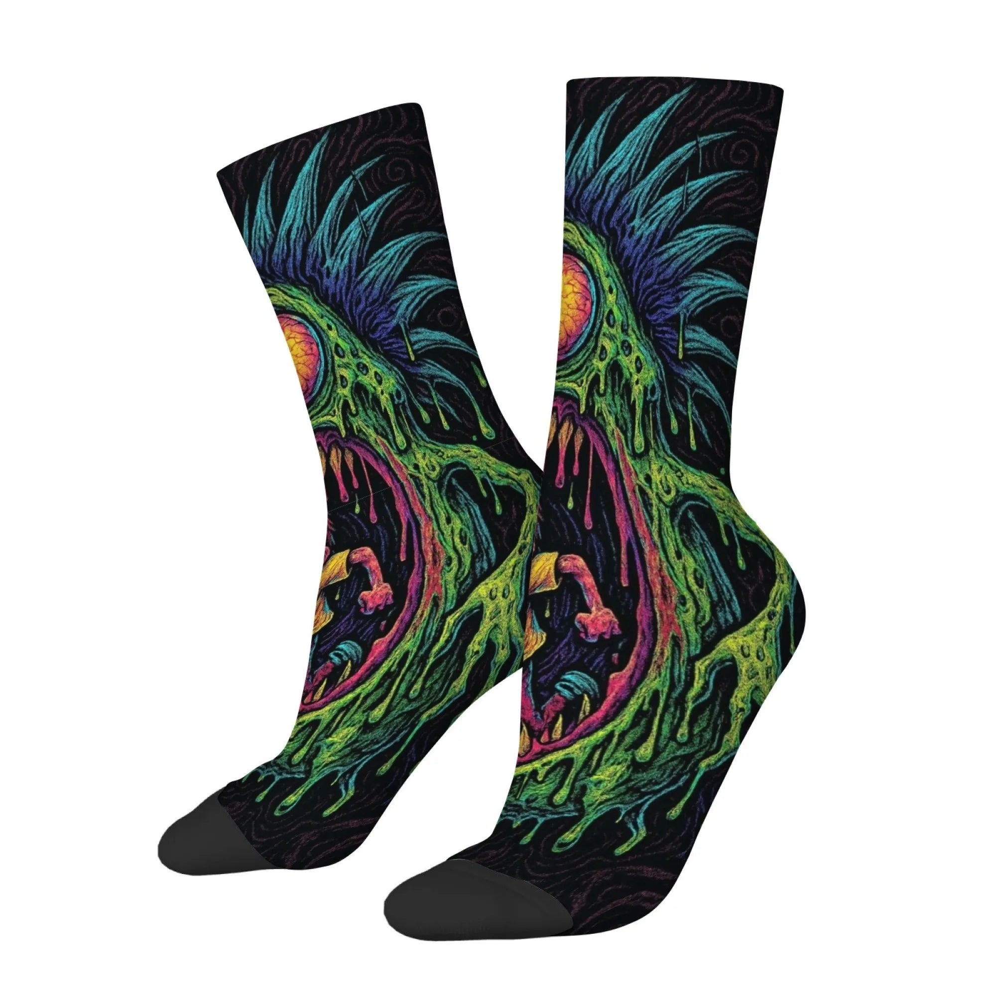 1 Pair Amusing Horror  Quirky Classic Horror Socks for Men Featuring A Retro Harajuku Street Style Perfect Funny Unique Gift