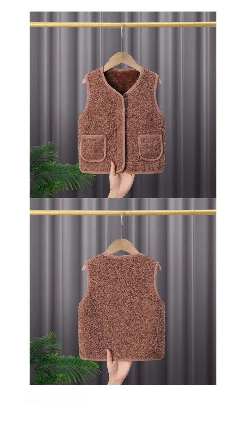 toddler girl winter clothes Autumn and Winter Children's New Lamb Velvet Vest Warm Vest for Infants and Girls toddler