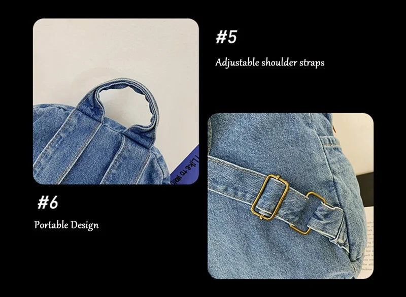New Men's and Women's Denim Backpack Large Capacity Laptop Bag Travel Backpack College Student Backpack