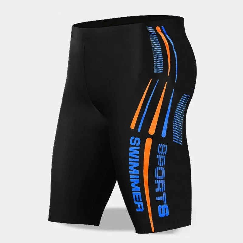 Men Swimming Trunks Elastic Quick Dry Slim Fit Racing Swim Trunks Mid Waist Bathing Boxers Surfing Water Sports Swimming Shorts