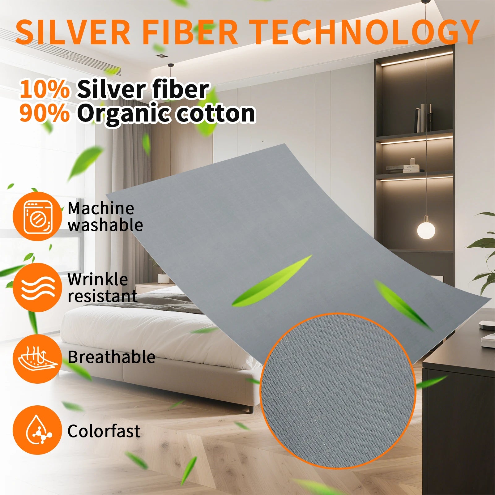 Grounding Bed Sheet Grounding Mat Earthing UK/USA/EU Plug with 10%Silver Fiber & 90%Organic Cotton Earth Energy Mat for Healthy