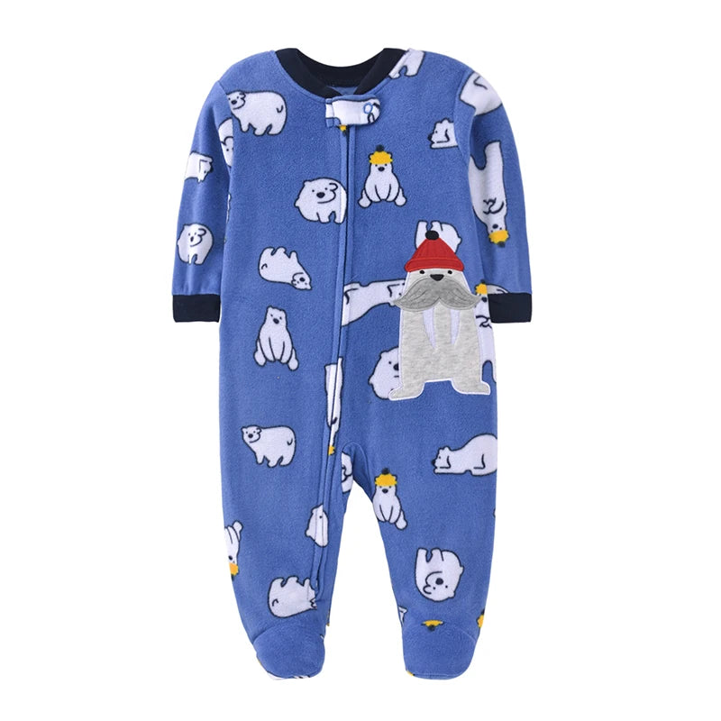 Newborn Baby Boy Girl Rompers Clothes Winter Pajamas Zipper Fleece Fall Infants Outfit Animal Jumpsuit Clothing 0 -12 Months New