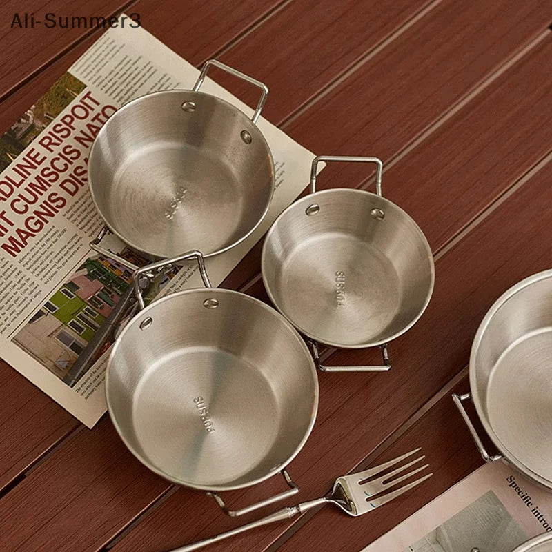 Stainless Steel Seafood Rice Pot Home Cooking Paella Pan Picnic Snack Plates Cookware Saucepan Dry Pots With Handle For Kitchen