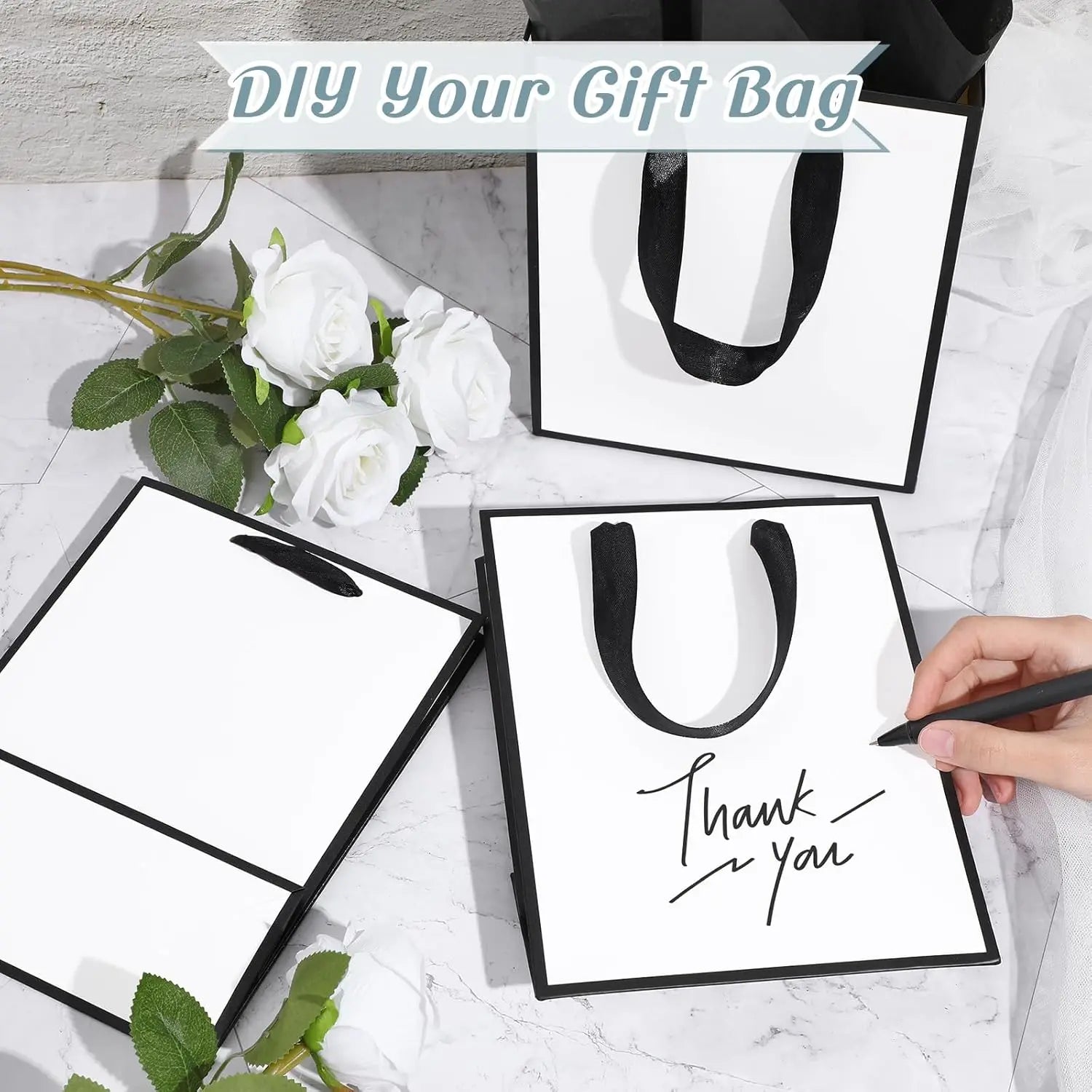 5/10/15 gift bags with handles, gold foil welcome gift bags, birthday, Christmas, wedding baby and bridesmaid gift bags