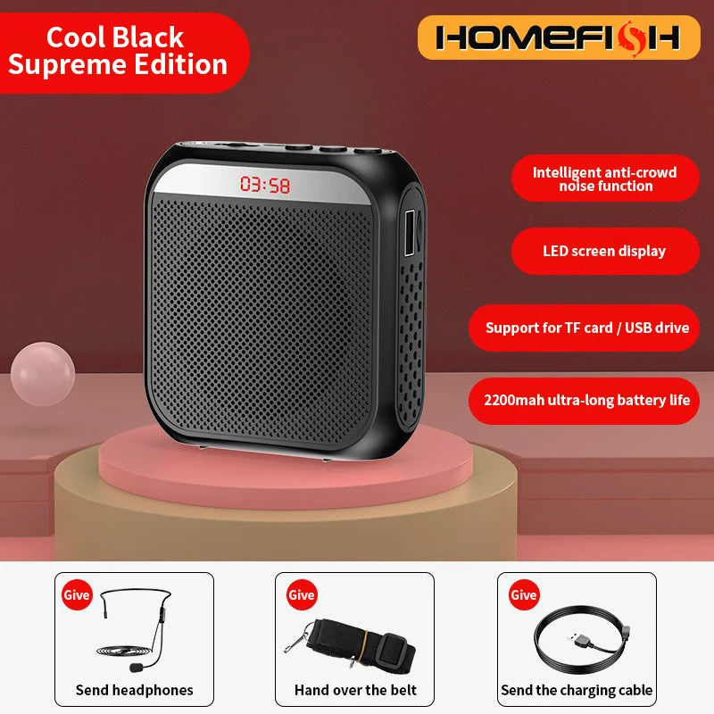 Portable speaker, voice and audio amplifier with microphone, tour guide, shopping mall hawking, teacher, teaching speaker, playe
